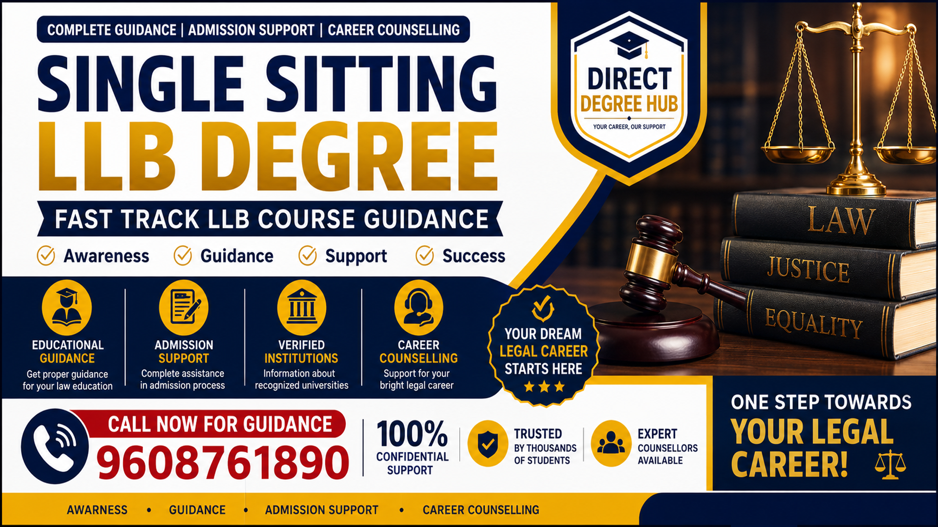 Single Sitting LLB Degree Fast Track LLB Course Guidance Banner
